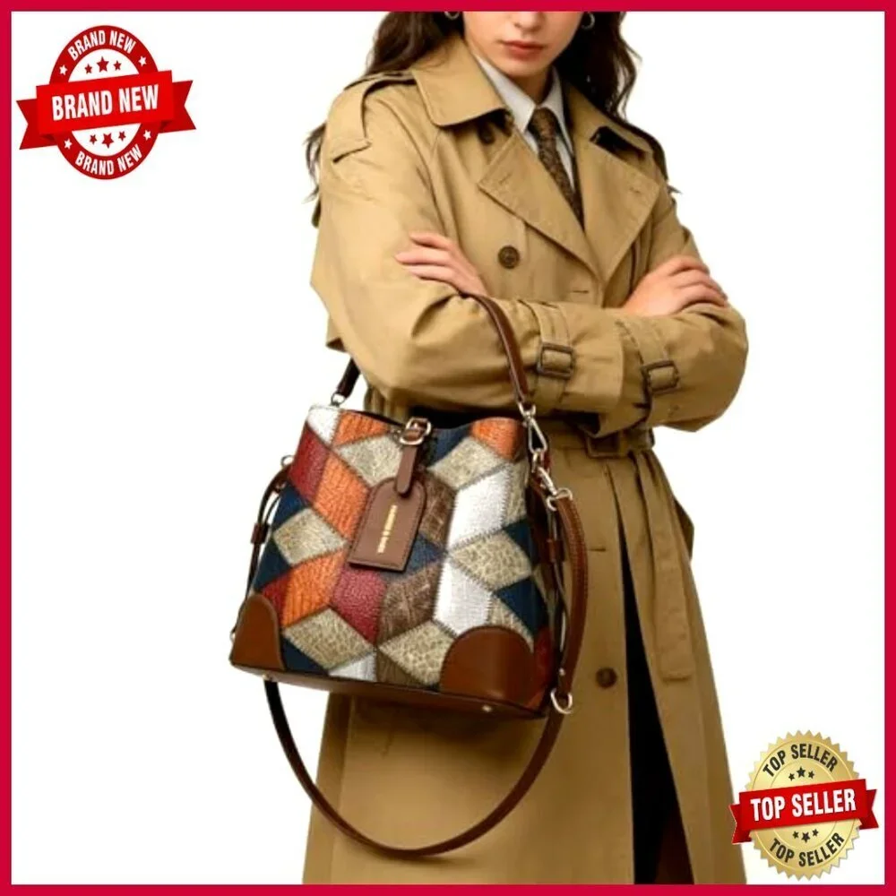 Retro Hobo Handbag with Adjustable Straps, Multiple Pockets, Fits iPad Mini